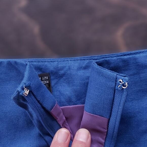 Vtg blue linen Linda Allard Ellen Tracy pencil skirt - Picture 10 of 16